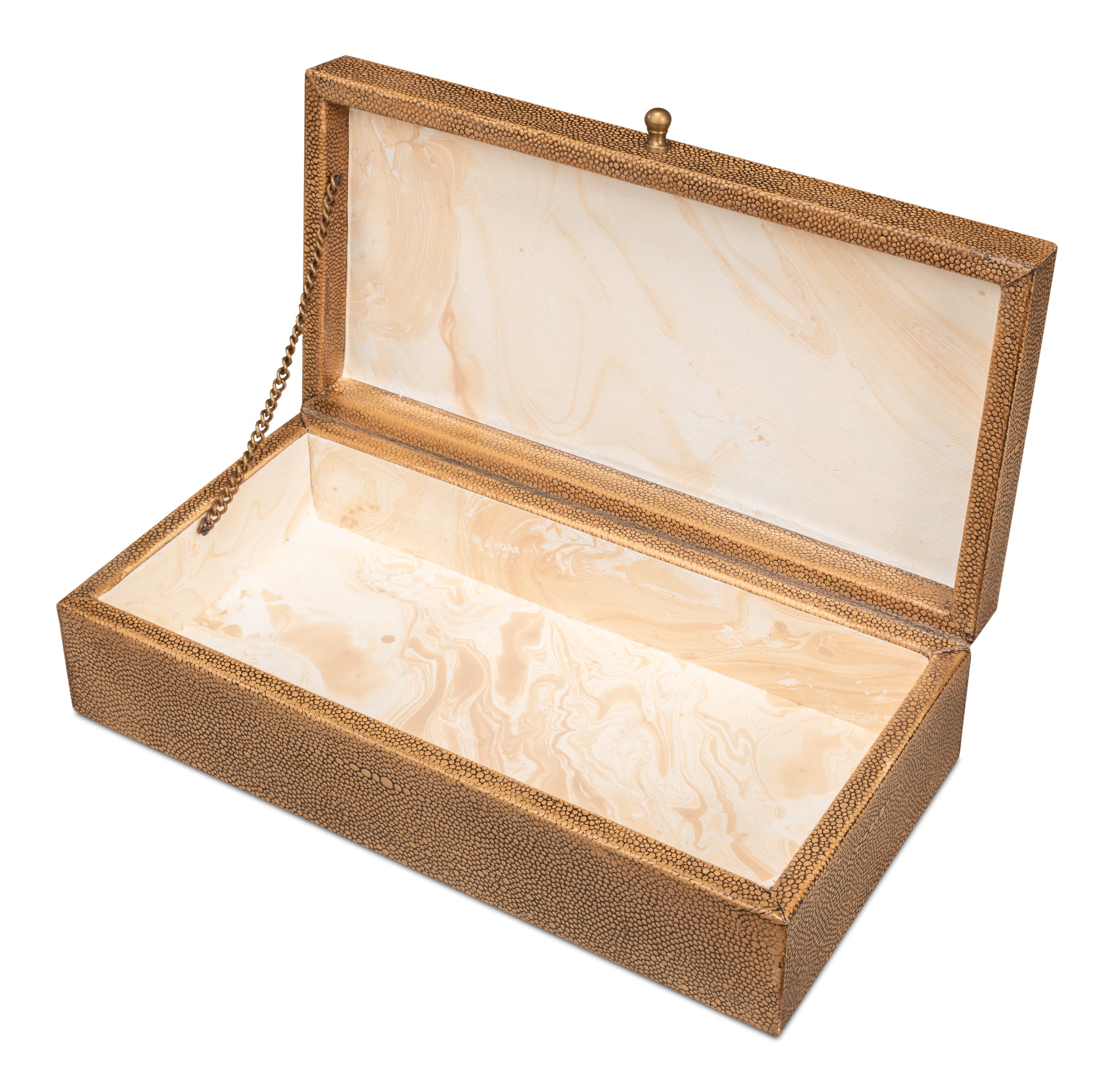 Shagreen Leather Box Set in Tawny Brown, Set of 2
