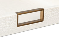 Croc Leather Tray in Pearl with Brass and Steel
