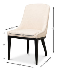 Modern Dining Chair with Sloped Back in Cream Cotton-Linen - view 11