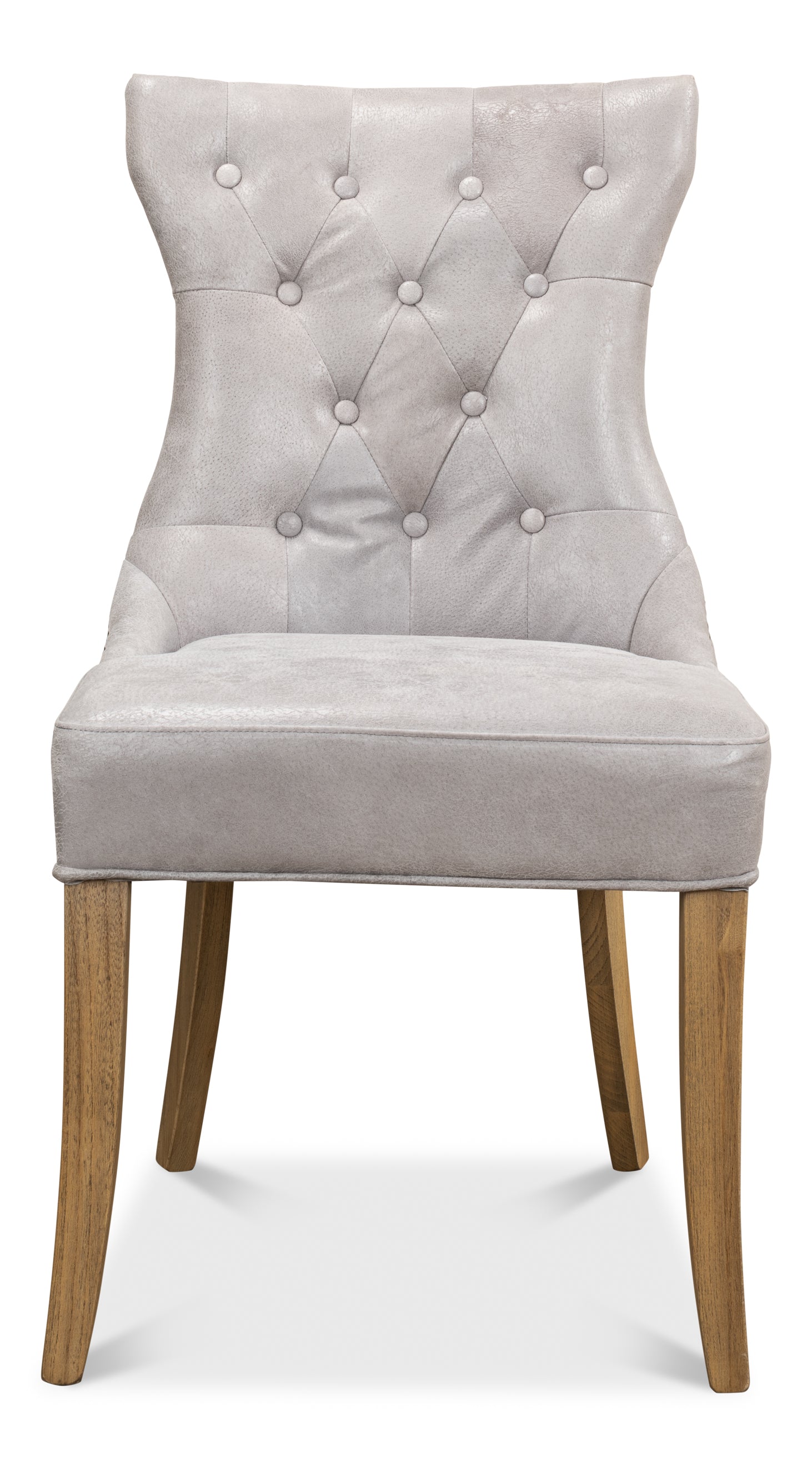 Tufted Dining Chairs in Gray Leather, Sets of 2 - view 2