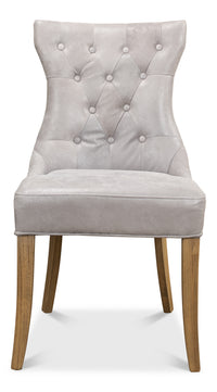 Tufted Dining Chairs in Gray Leather, Sets of 2 - view 2