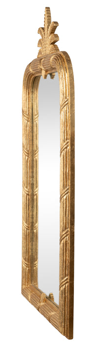Regency Style Gold Leaf Mirror with Carved Palmette Crest - view 2