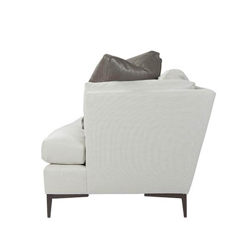 Modern sofa side profile showing design.
