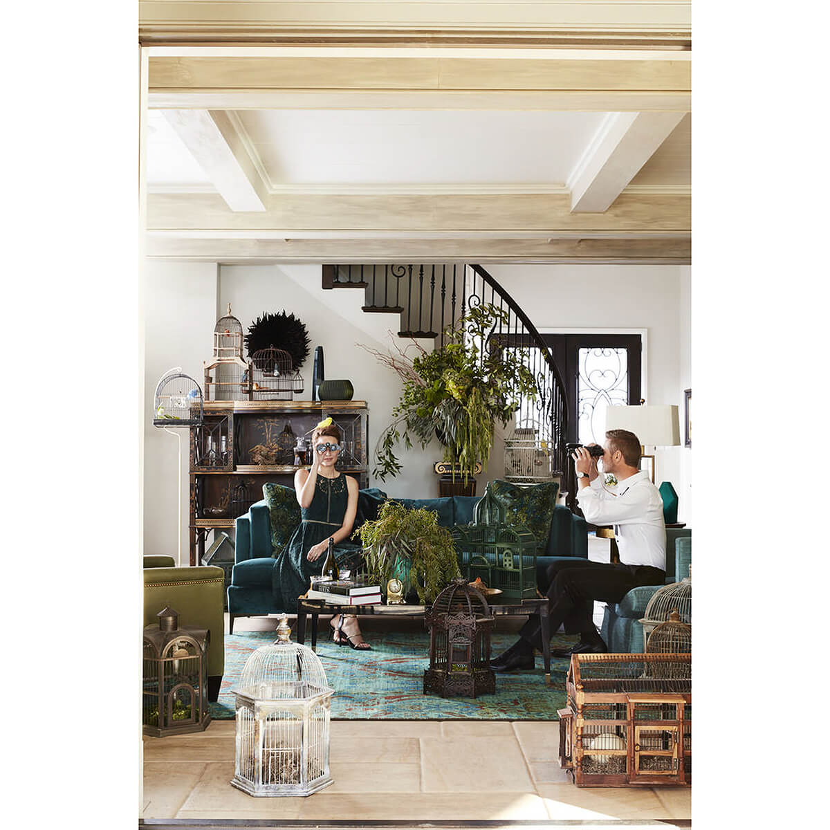 Interior scene with Aiden Modern Sofa, eclectic decor.