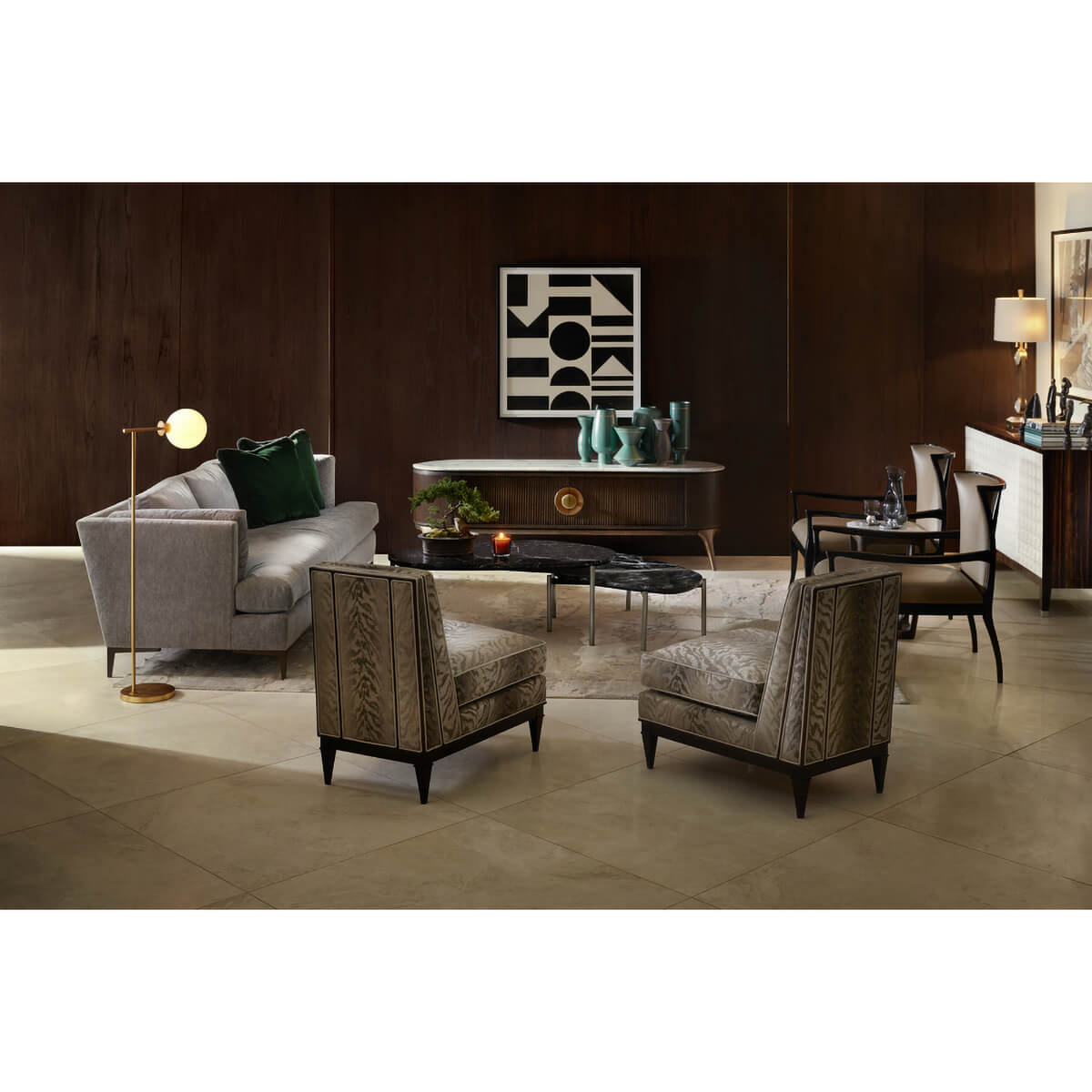 Elegant living room featuring Aiden Modern Sofa arrangement.