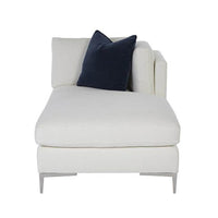 Front view of Aiden Right Arm Chaise, dark accent pillow.