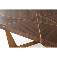 Top view of modern coffee table, wood pattern detail.