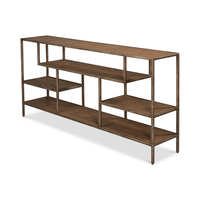 Angled view of console table highlighting multiple shelves.