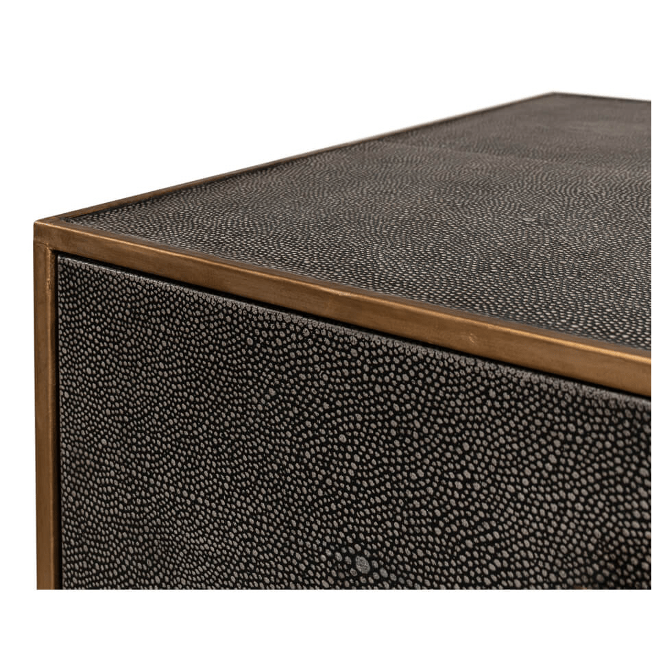 Textured corner close-up of modern end table.
