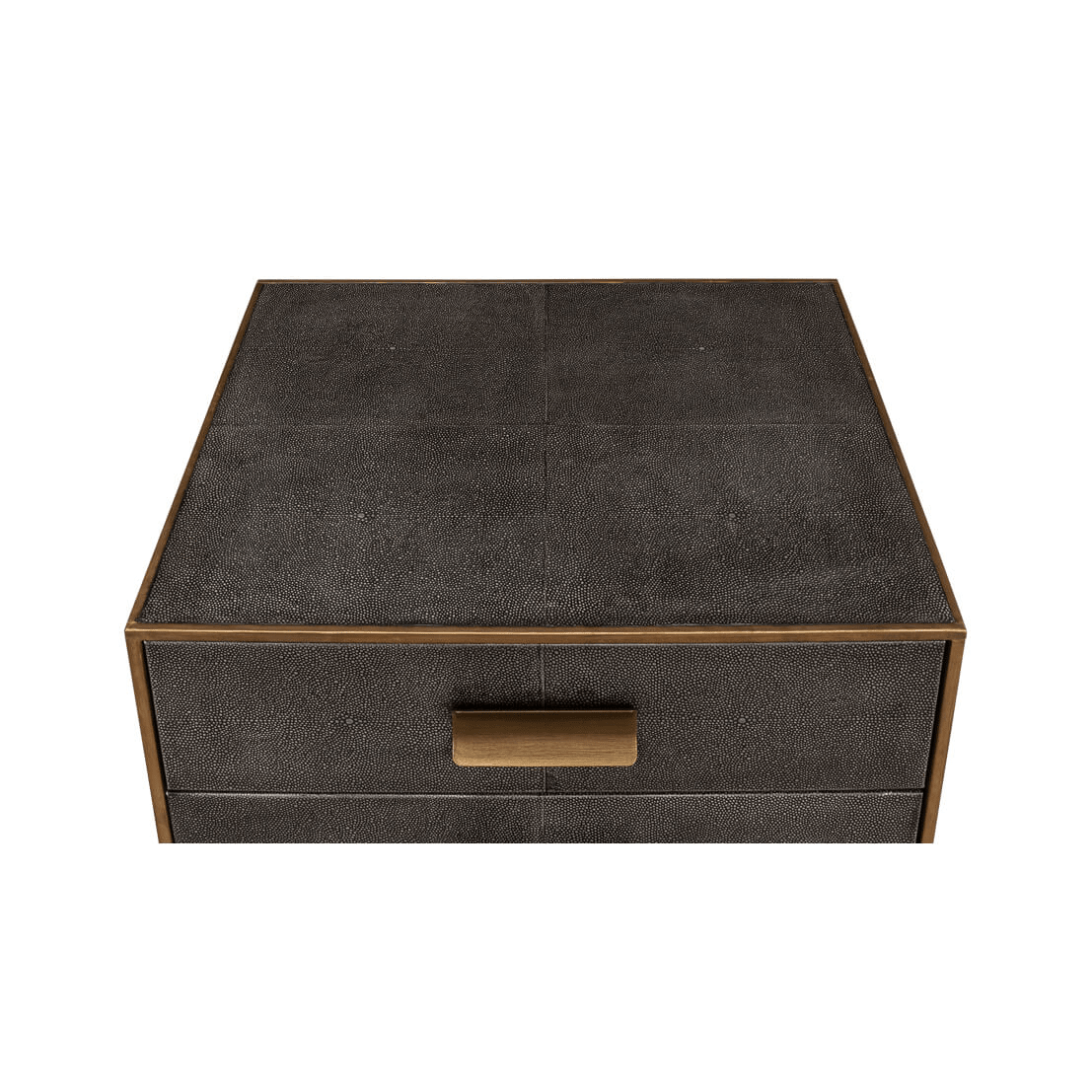 Top view of gray modern end table surface.