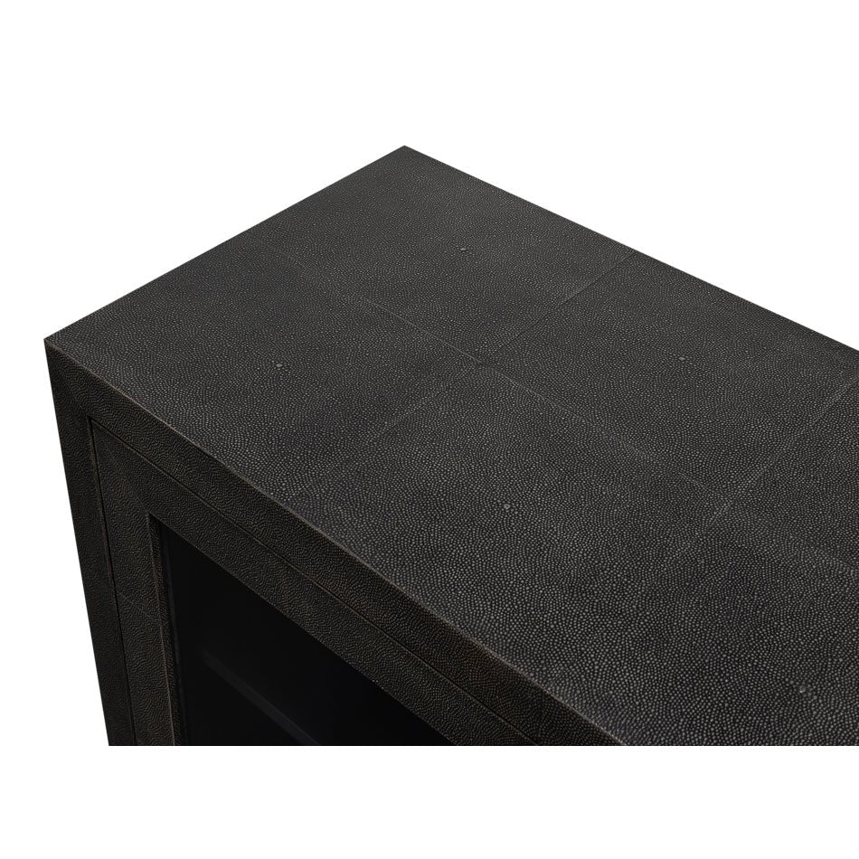 Top view of leather sideboard surface texture.