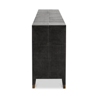 Side view of leather sideboard design, vertical orientation.