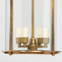 Close-up base of antique lantern, bulb holders detailed.