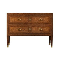Antique style chest of drawers, front view, isolated.