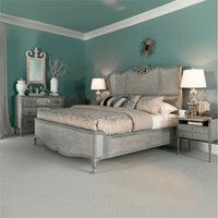 Bedroom setting, antique-style commode with matching furniture.