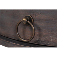 Drawer pull ring detail on side table.