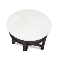 Top view of round marble side table.