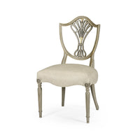 Shield back dining side chair, front angle view.