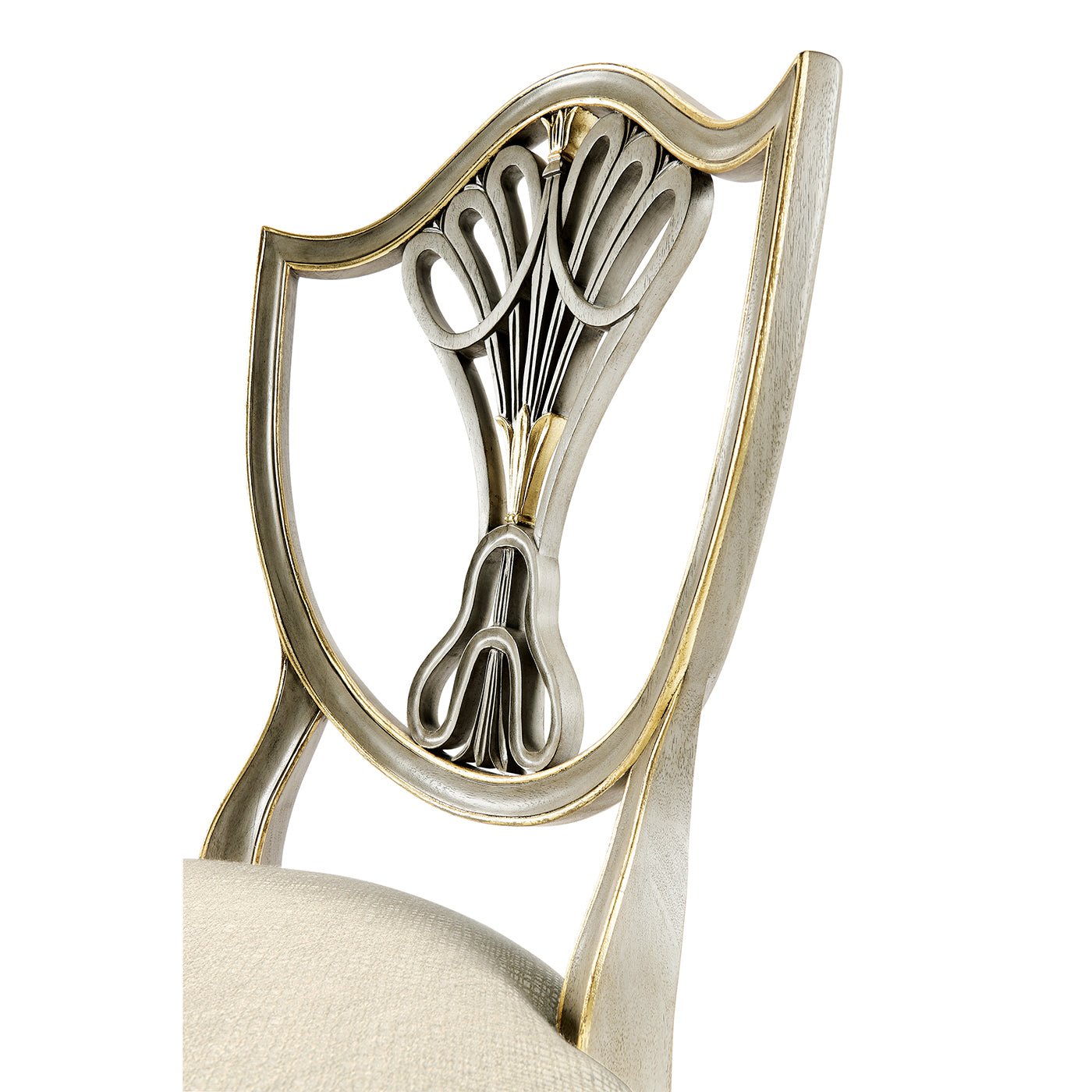 Close-up of shield back chair detailing.
