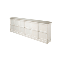 Left angle view of antique white sideboard.
