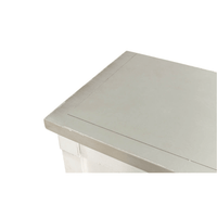 Close-up of gray top detail on sideboard.