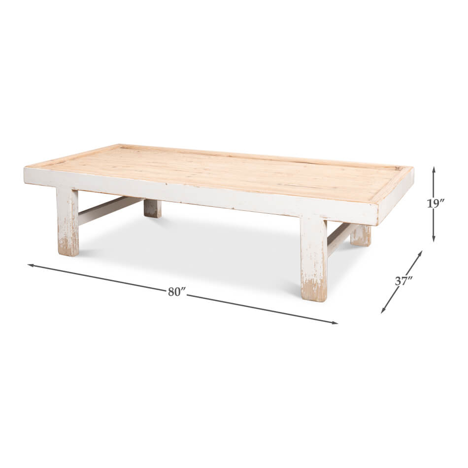 Dimensions of antique white farmhouse coffee table.