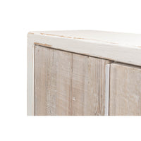 Close-up of sideboard door wood grain detail.