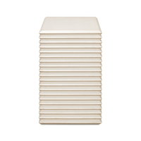 Top-down view of antique white stacked side table.