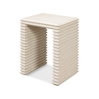 Slightly tilted side view of stacked side table.