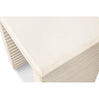Top detail of antique white stacked side table.