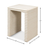 Dimensions of antique white stacked side table, 20x16x24 inches.