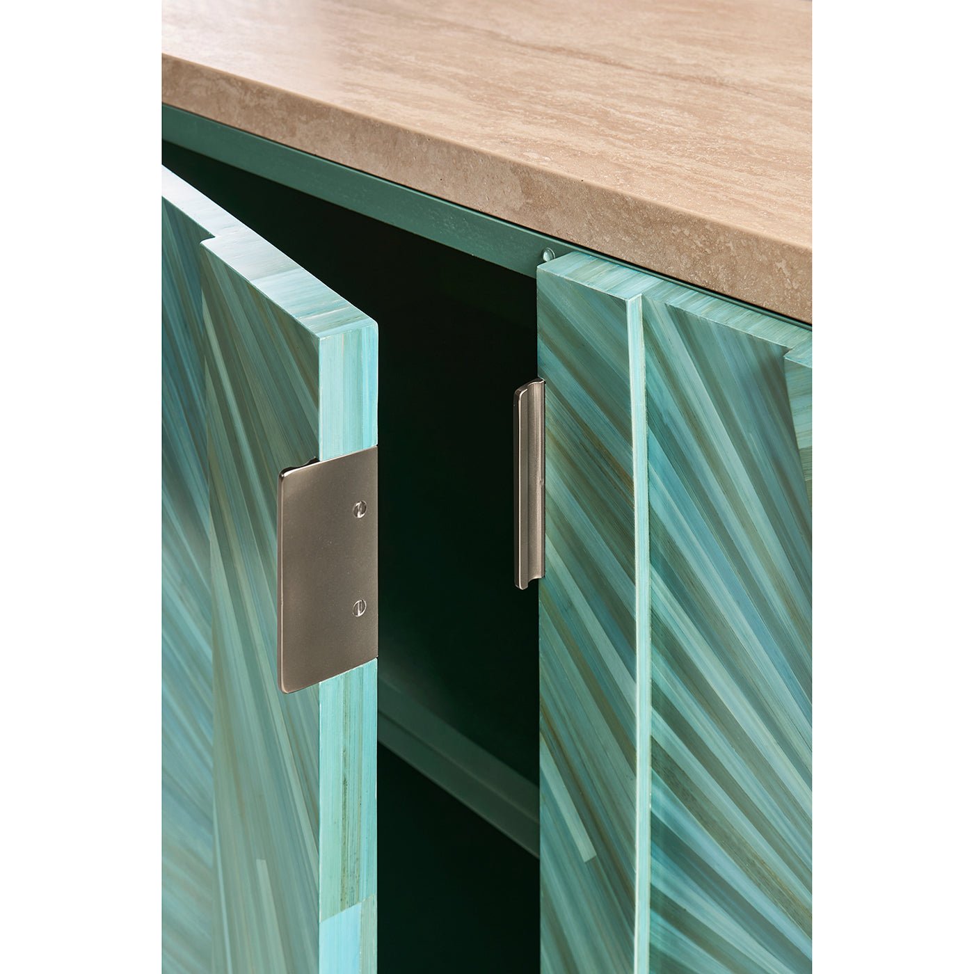 Close-up of Aqua Mist console hinges.
