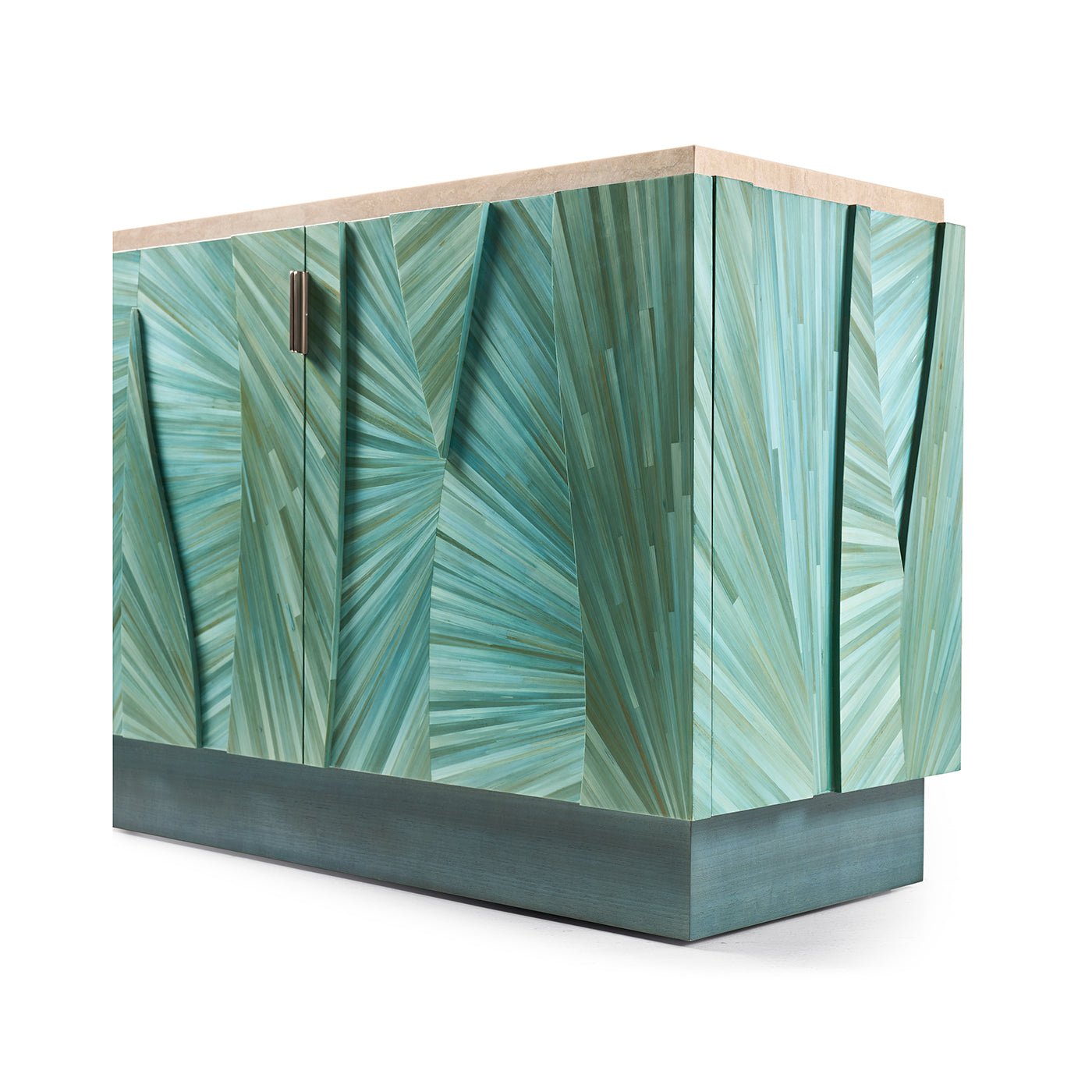 Side angle showcasing Aqua Mist console pattern.