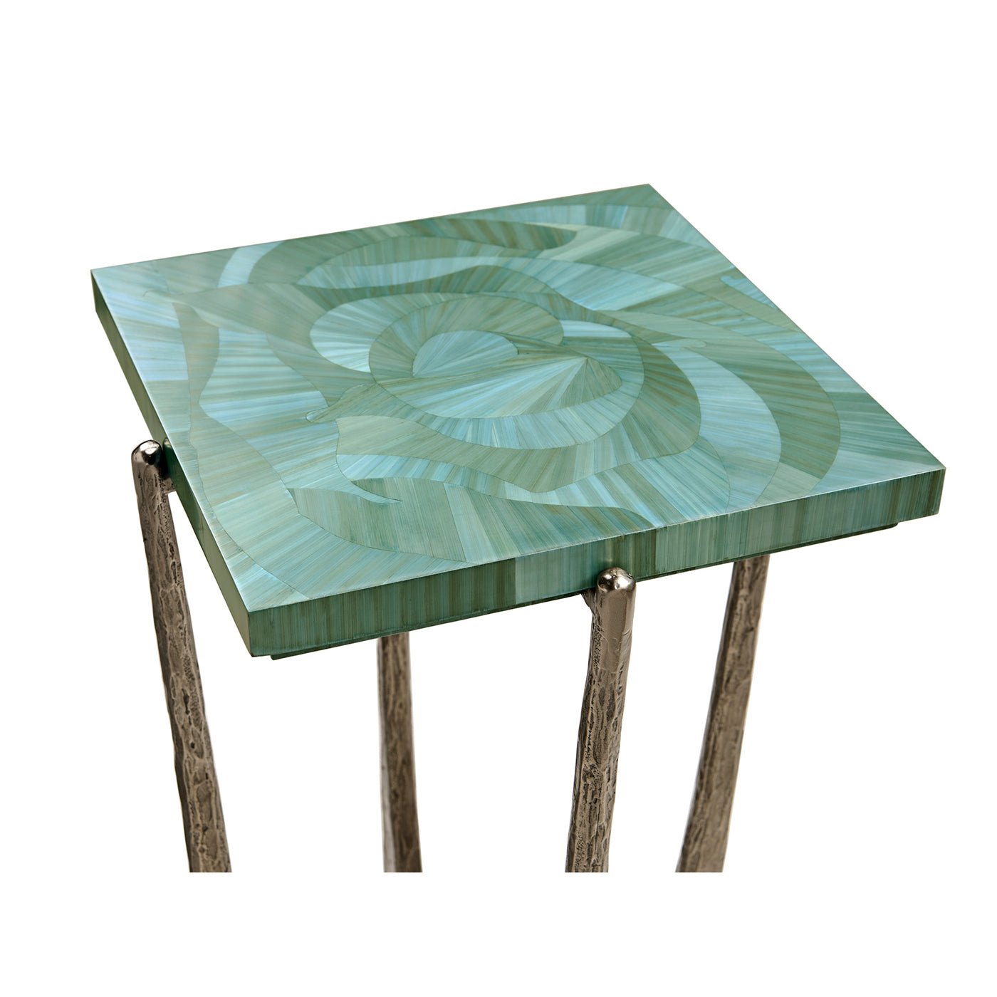 Close-up of table top design and legs.