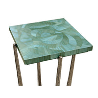 Close-up of table top design and legs.
