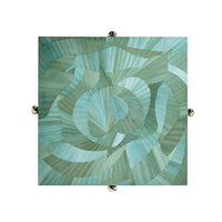 Top view of green patterned square accent table.