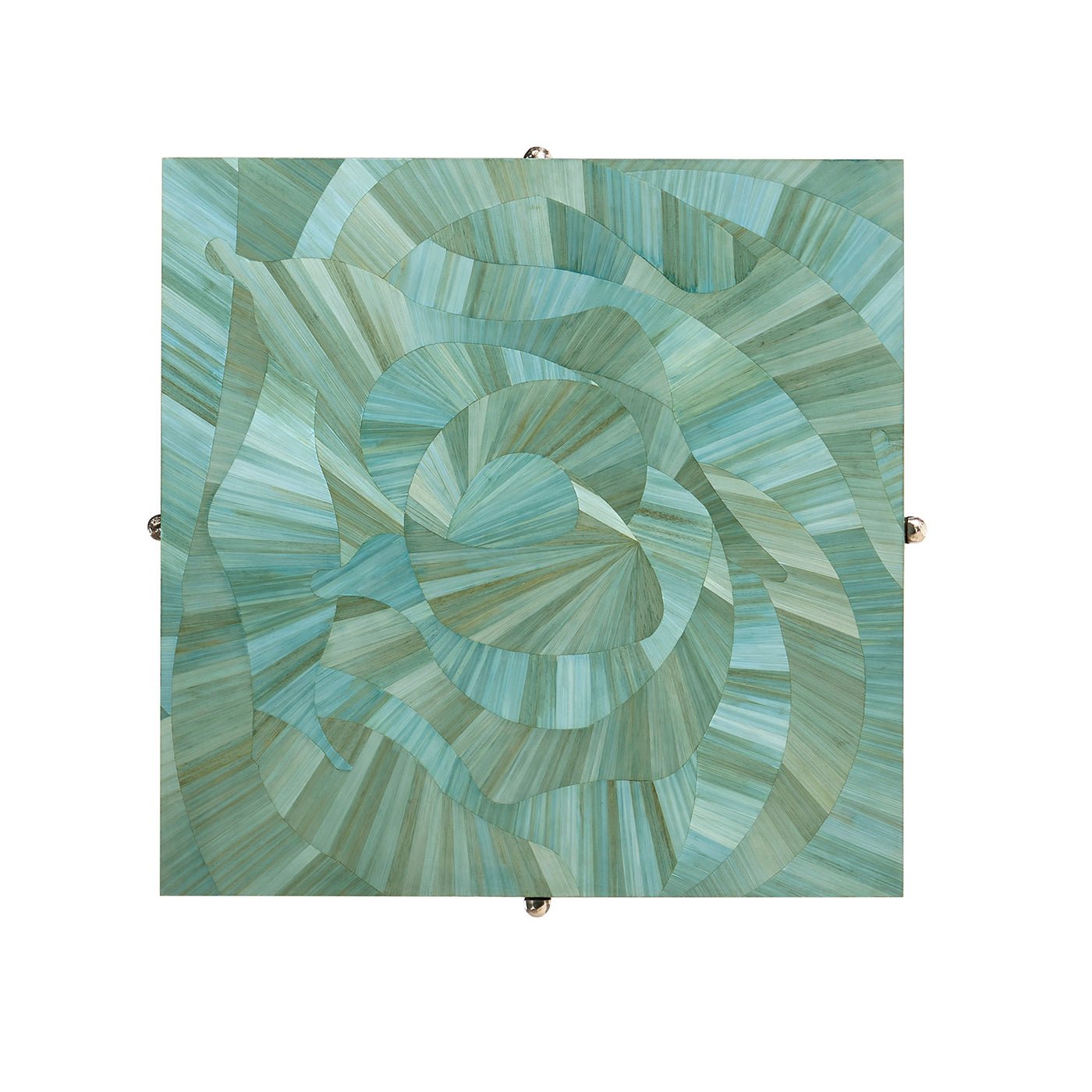 Top view of green patterned table surface design.