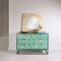 Aqua Mist chest styled with mirror on top.