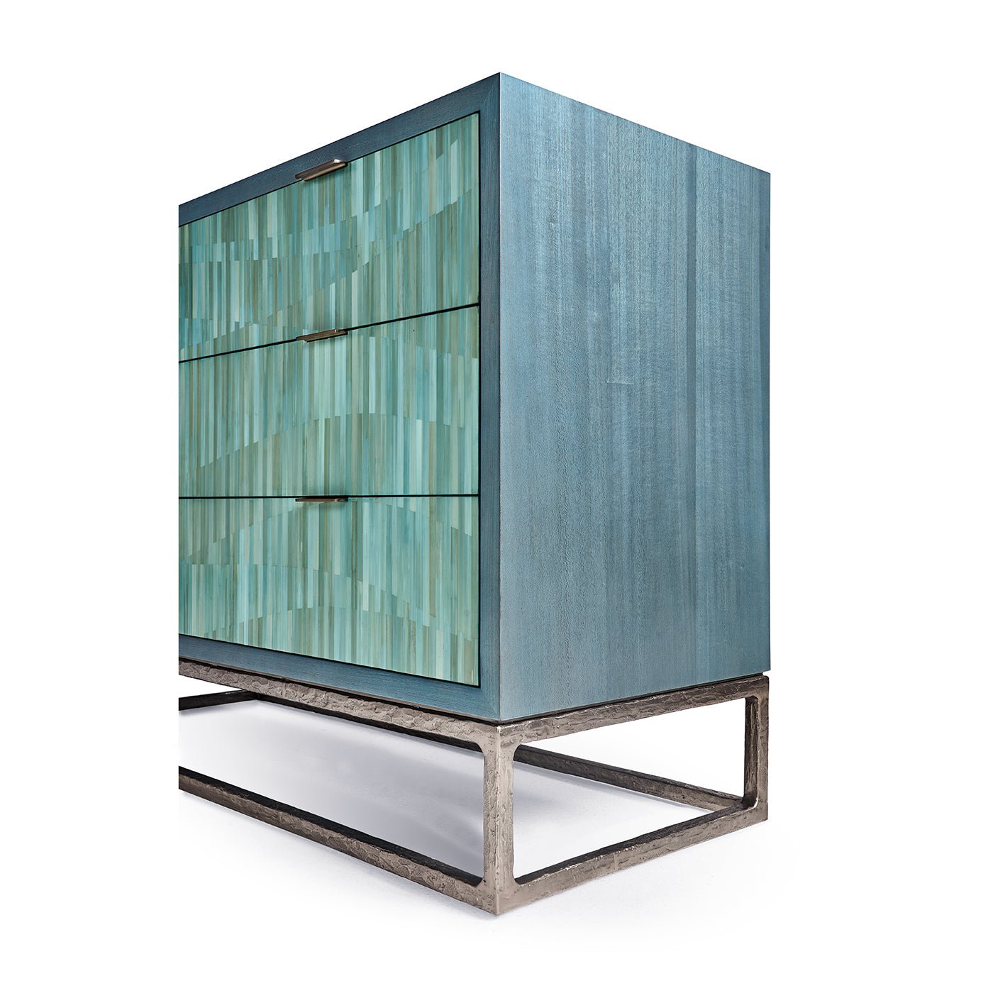 Side and drawer view of Aqua Mist chest.