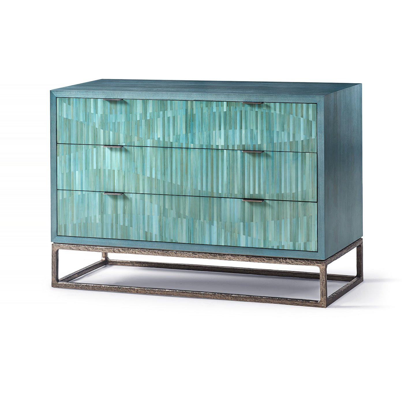 Front view of Aqua Mist chest of drawers.