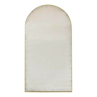 Arch top gilt mirror front view against white background.