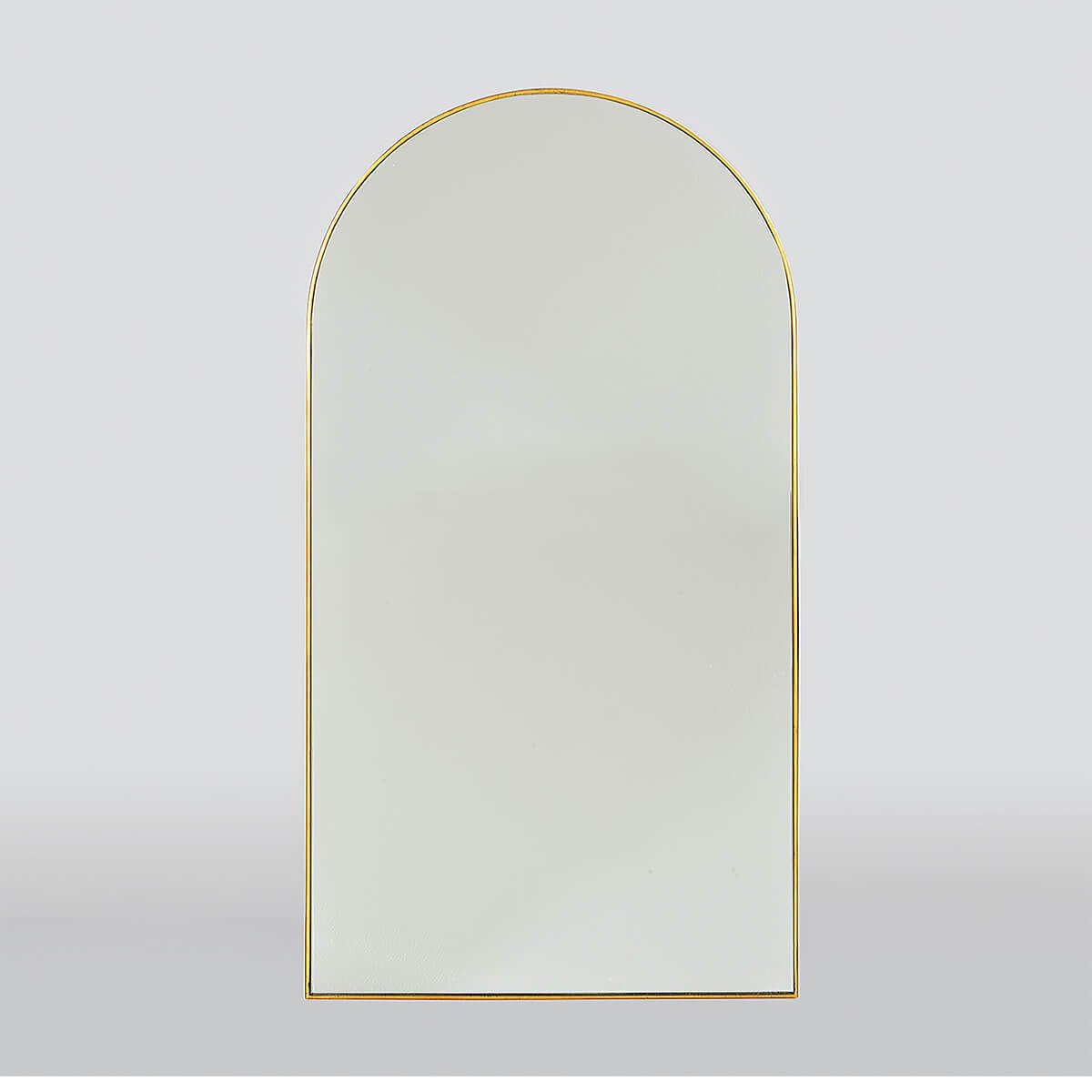 Tall arch mirror gold frame simple design.