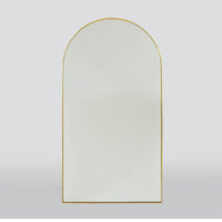 Tall arch mirror gold frame simple design.