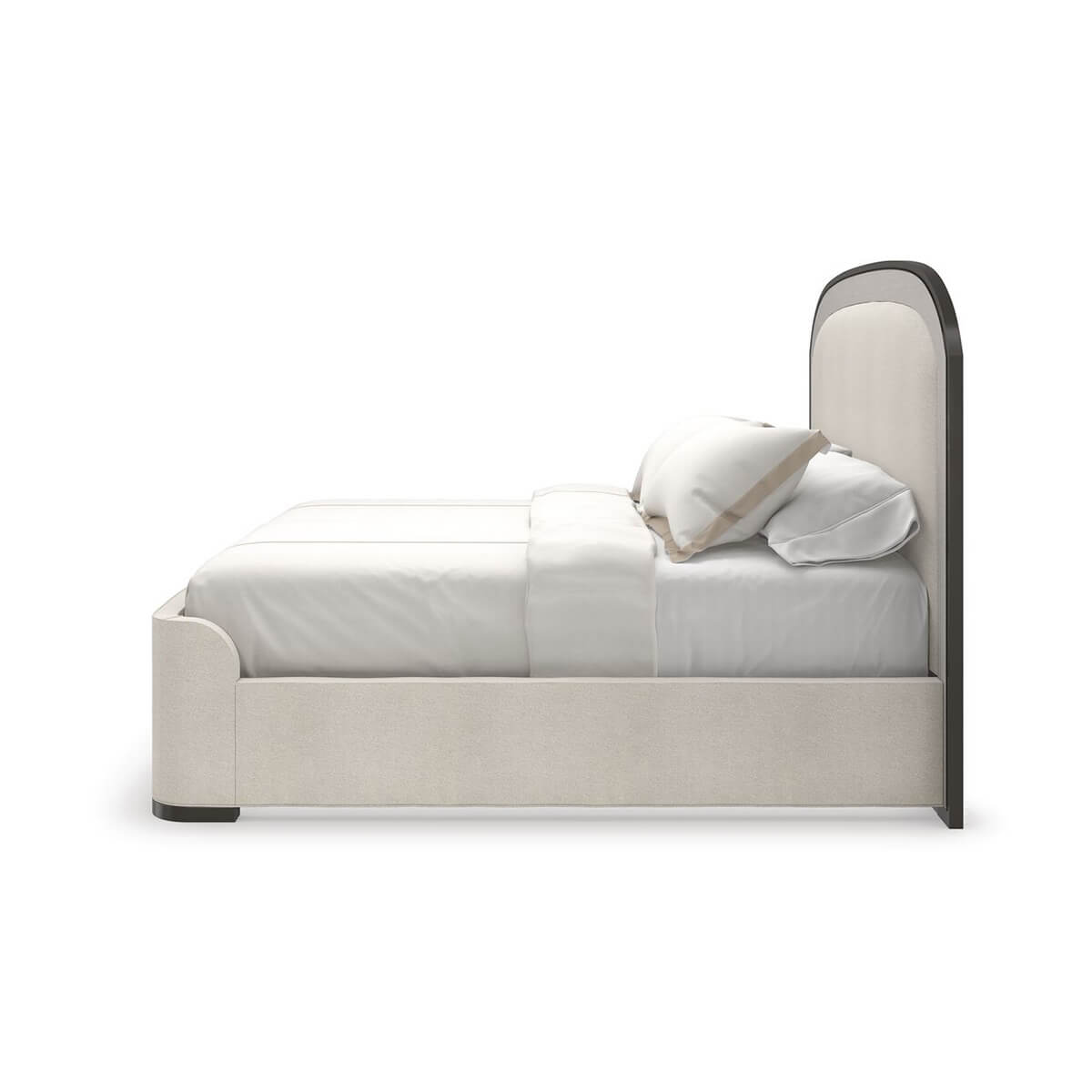 Arched Art Deco Queen Bed, side profile view.