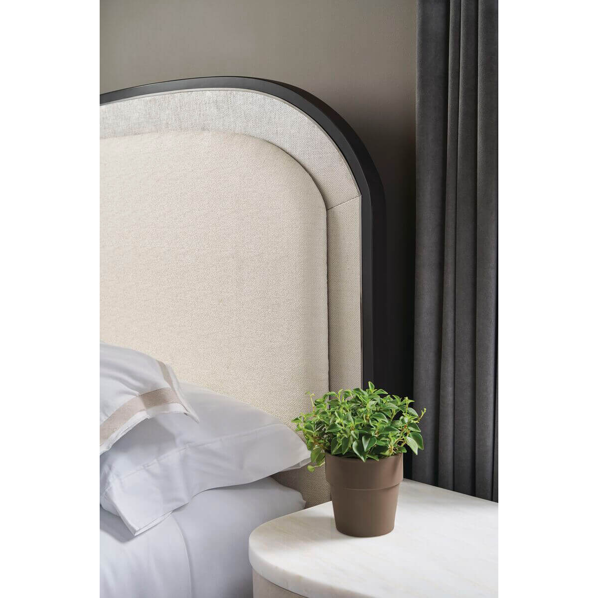 Headboard detail of Arched Art Deco Queen Bed.