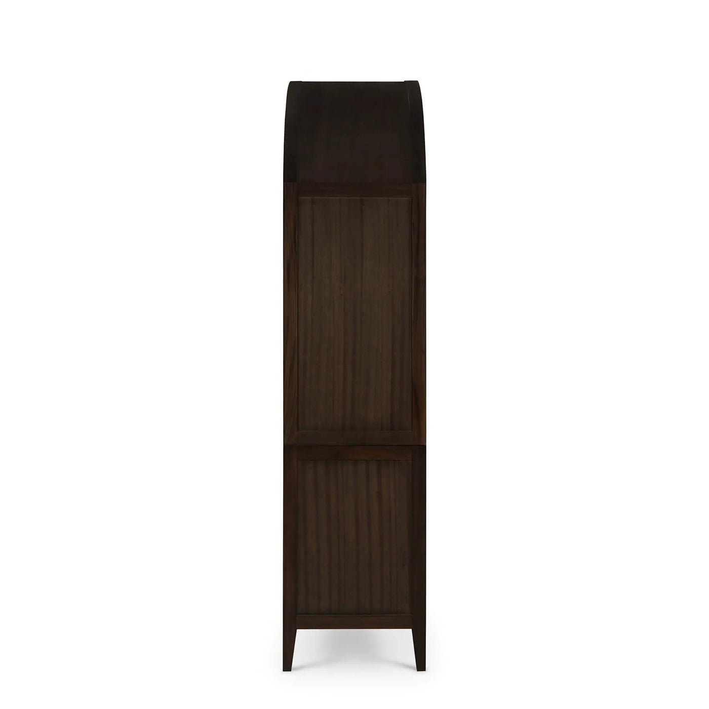 Side profile of arched top china cabinet.