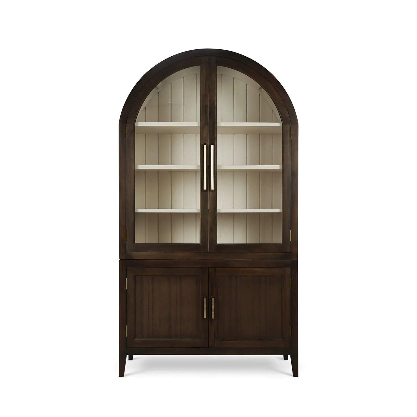 Front view of arched top china cabinet.