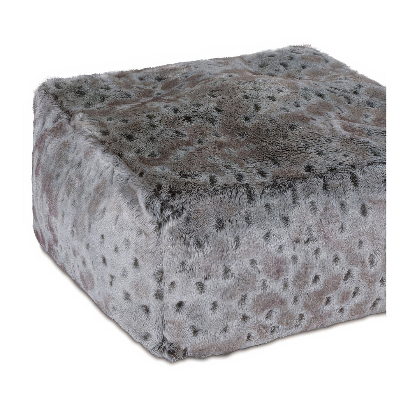 Close-up of Arctic Lynx pouf, corner texture detail.