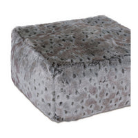 Close-up of Arctic Lynx pouf, corner texture detail.