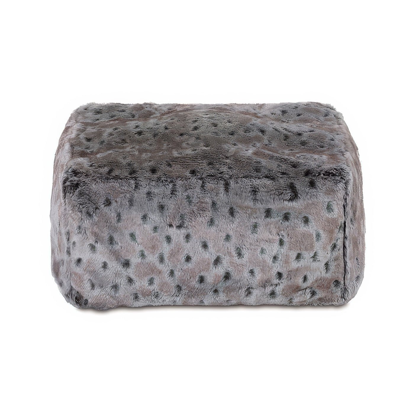 Rectangular Arctic Lynx pouf, front view detail.